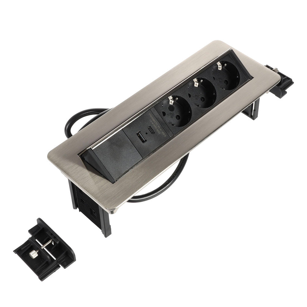 Riex built-in socket 3x Schuko 1x USB A 1x USB C (fast charging) + 2m cable ED15