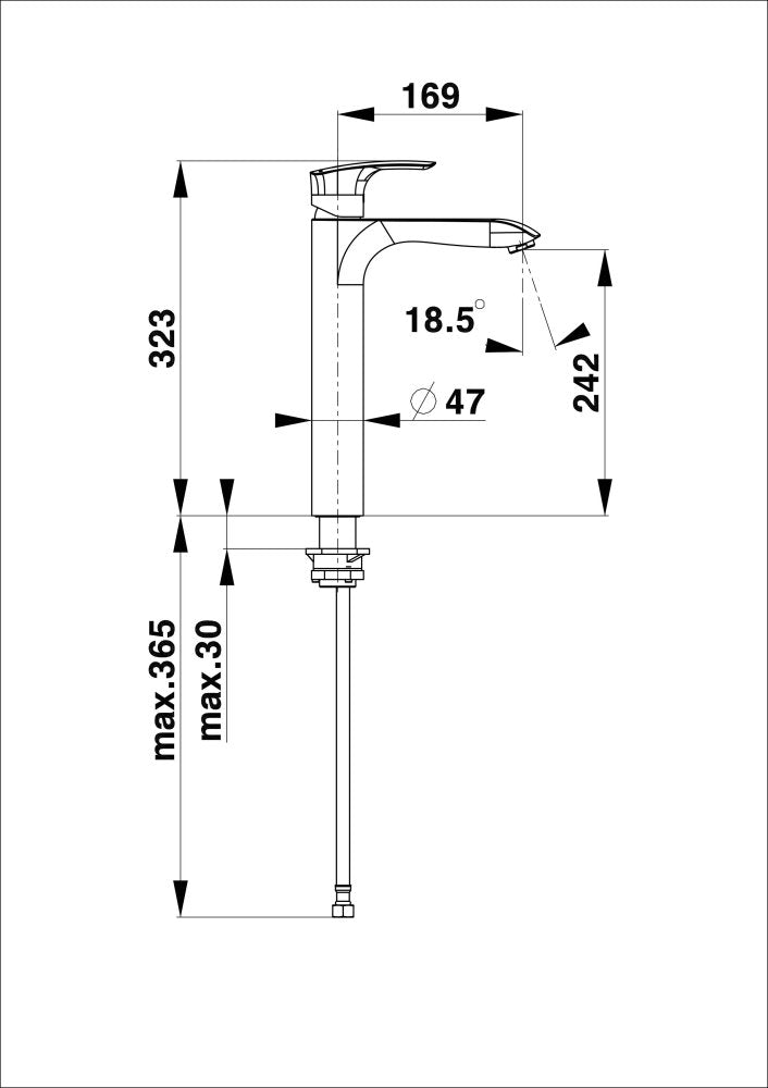 Unitas Raised faucet for the Elite e12 washbasin