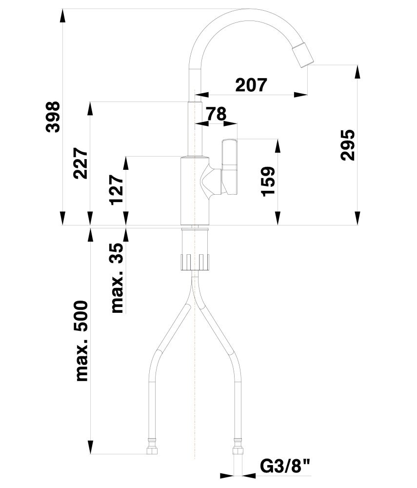 Unitas KITCHEN FAUCET WITH FLEXIBLE SPOUT Elite e24 side