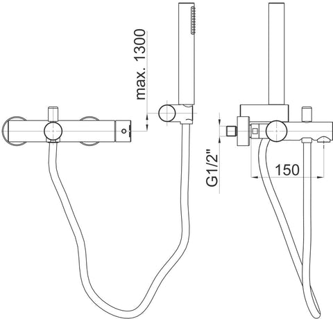 Unitas Armature for Shower F30 + shower handle