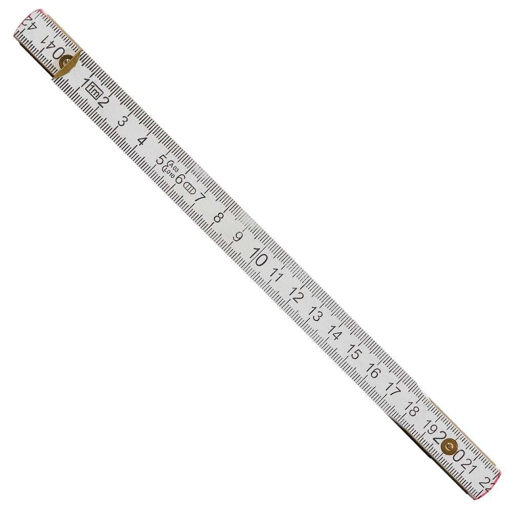 FACTORY MEASURE METAL METER WOODEN FOLDABLE White, plasticized. 2 m