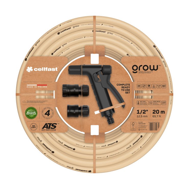 CELLFAST GROW WATER PIPE Four-layer, with connectors. 1/2"-20m/27bar