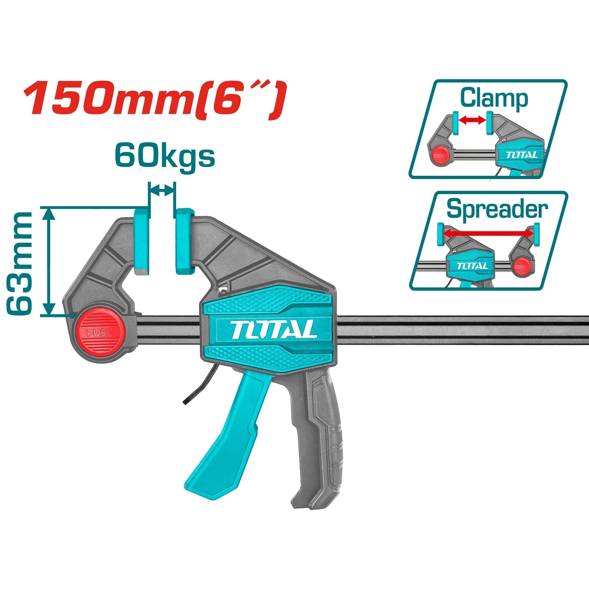 Fast carpentry clamp 150mm / 60kg / INDUSTRIAL (THT1340601) TOTAL