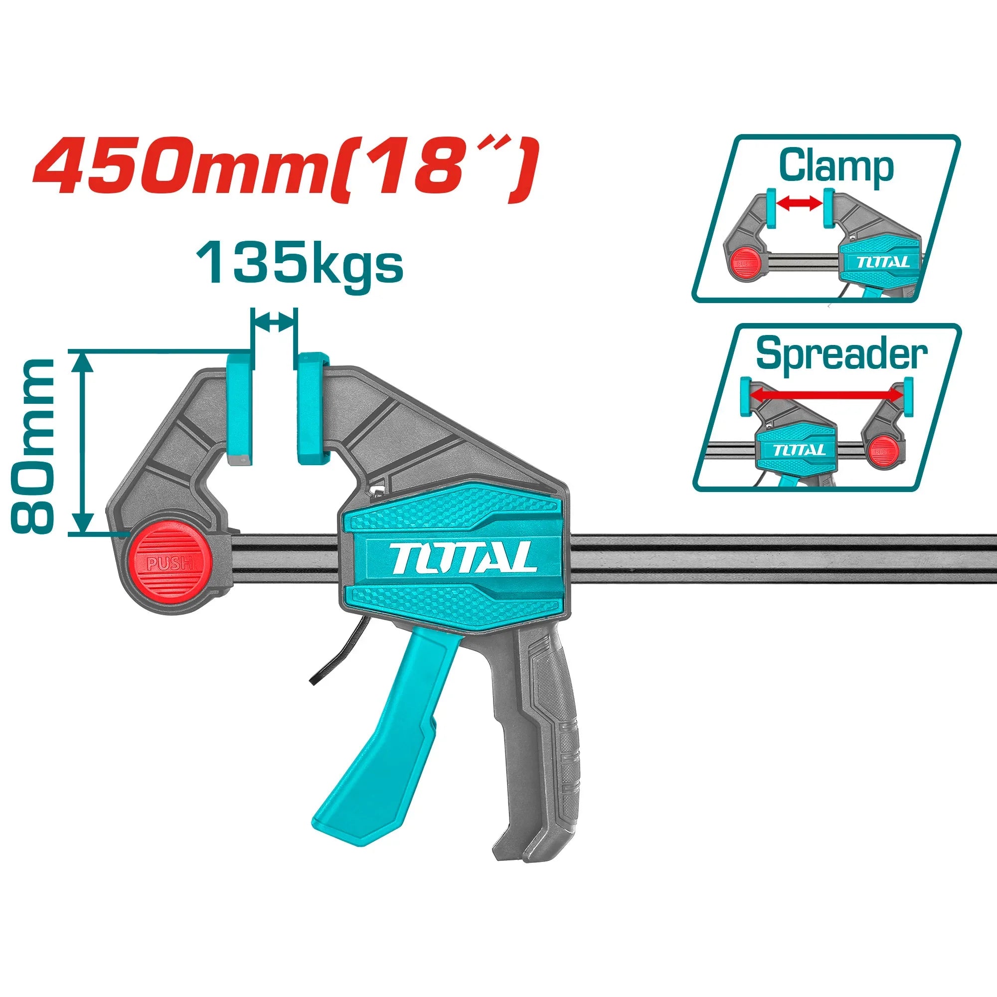 Fast carpentry clamp 450mm/135kg / INDUSTRIAL (THT1346801) TOTAL