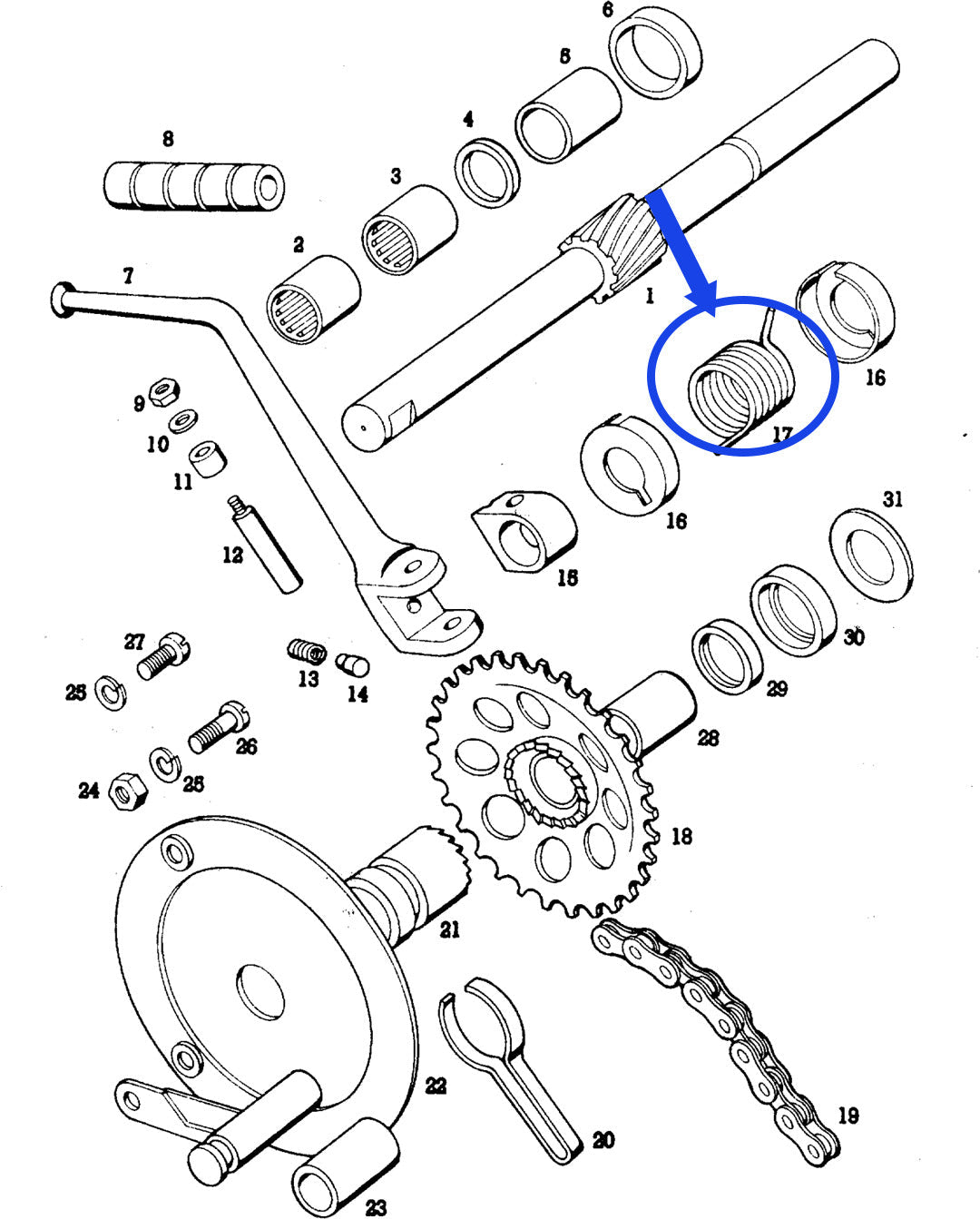 Starter spring older type for A3 (209571)