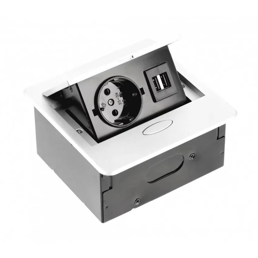 Built-in socket Avaro 1x Schuko and 2xUsb A White