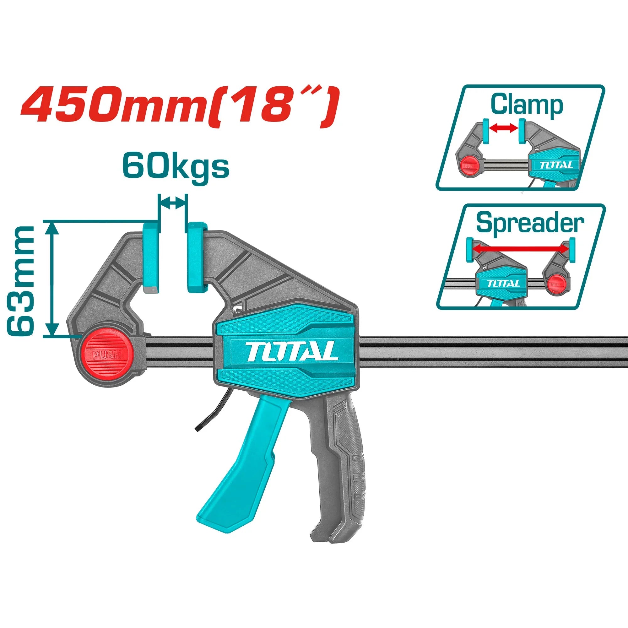 Fast carpentry clamp 450mm / 60kg / INDUSTRIAL (THT1340603) TOTAL