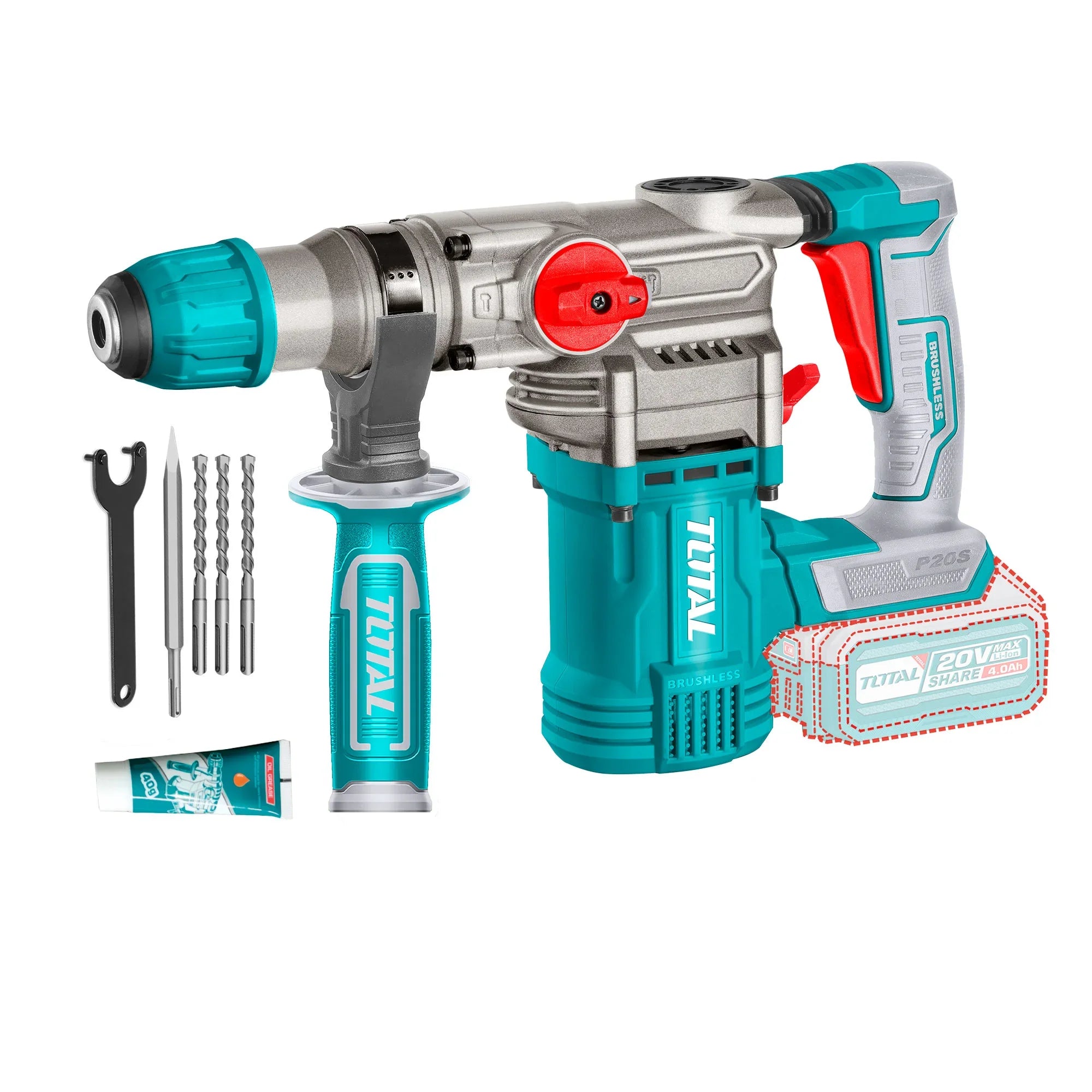 Cordless rotary hammer SDS Plus/4400bpm/4.5J/ INDUSTRIAL (Without battery) (TRHLI20288) TOTAL