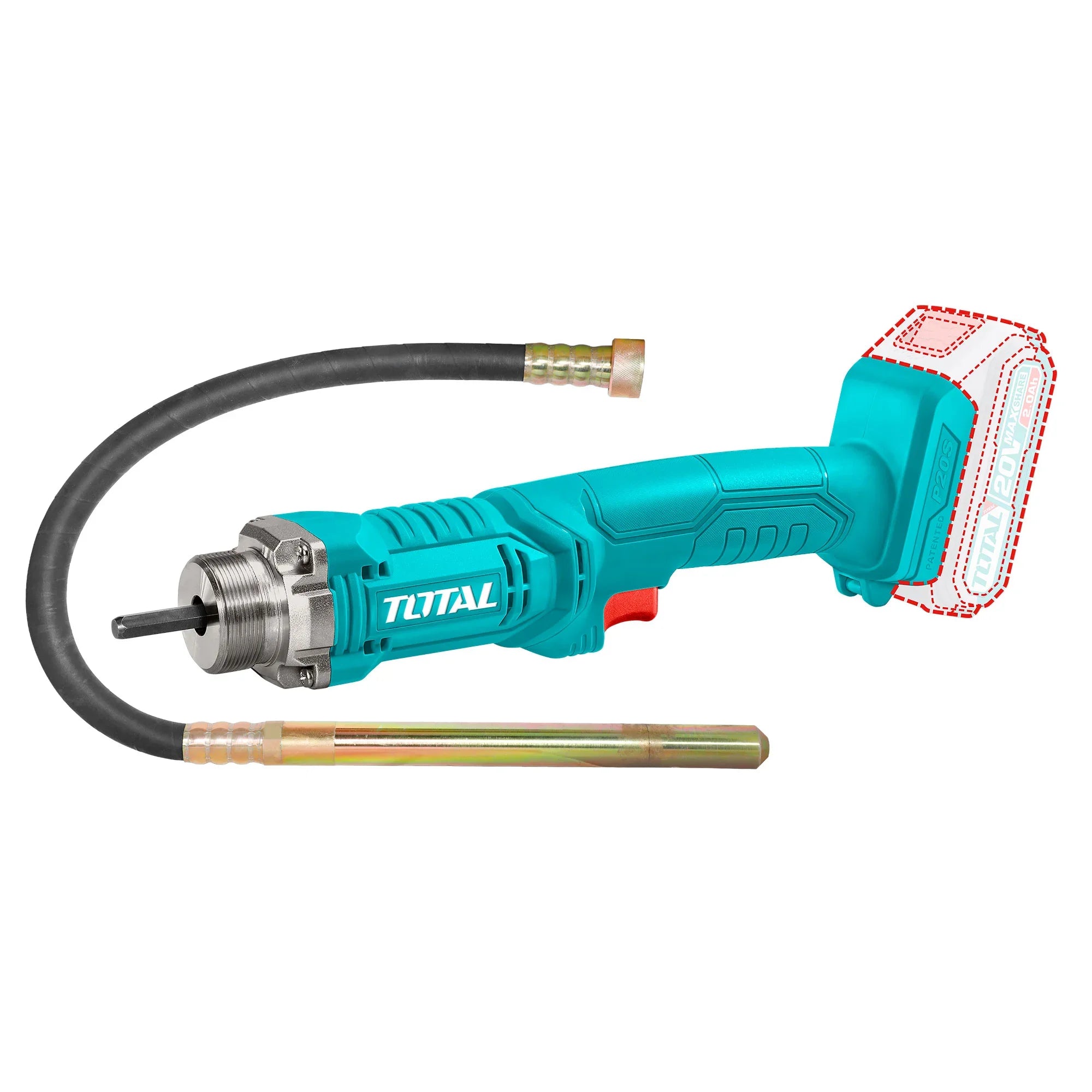 Cordless concrete vibrator 2300rpm/20V/2.0Ah-7.5Ah/P20S (Without battery) (TCVLI202301) TOTAL