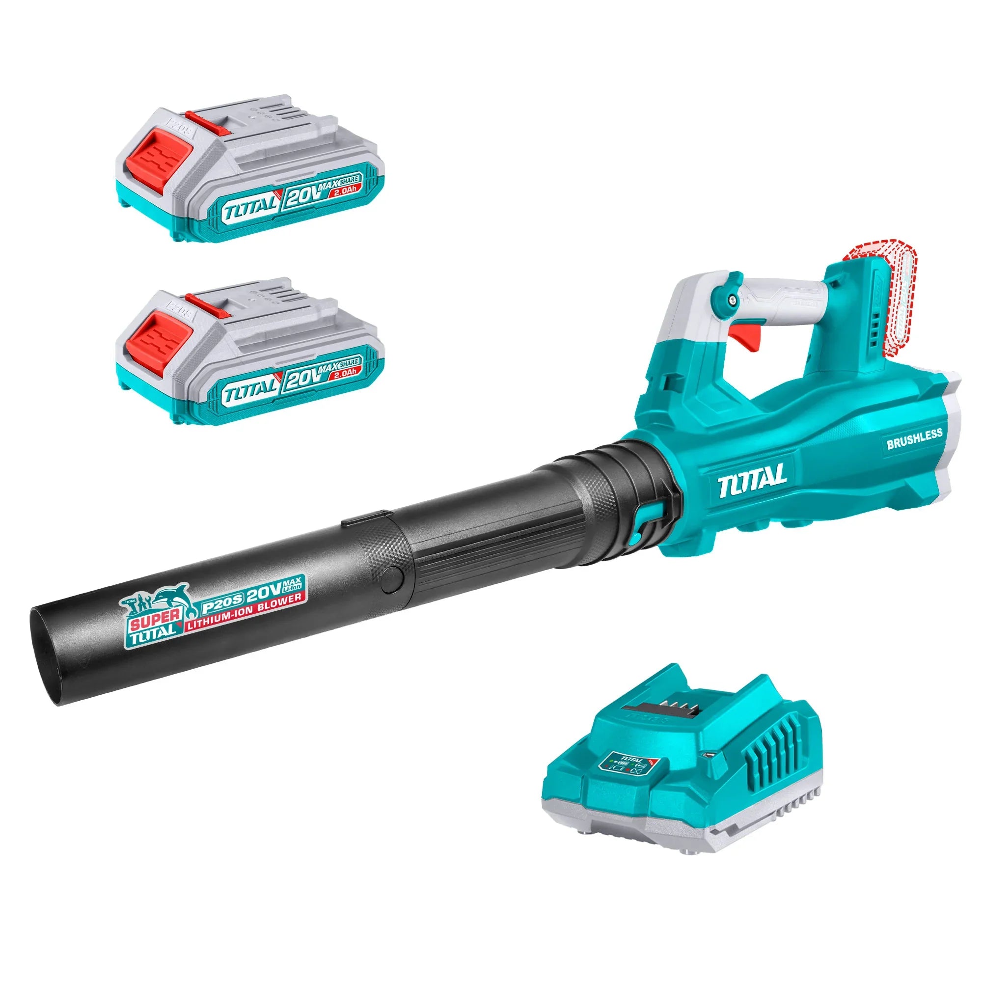 Cordless blower 18500rpm/20V/2.0Ah-7.5Ah/P20S/ INDUSTRIAL (SET Battery 2x2Ah, Charger) (TABLI204282) TOTAL