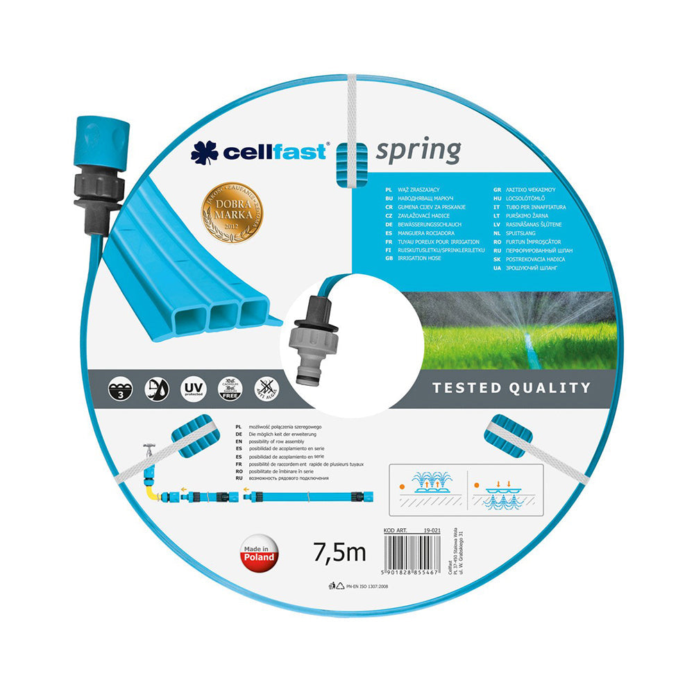 CELLFAST IRRIGATION SPRING HOSE WITH CONNECTORS. 1/2"-7.5m