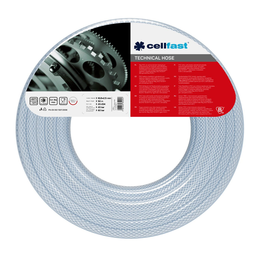 CELLFAST PIPE TECHNICAL PVC, S-14. 8mm/2.5mm/80m