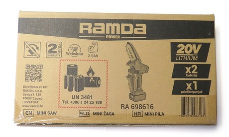 RAMDA BATTERY SAW 20V, blade 13cm, 2x BATTERY 2.5Ah + CHARGERS