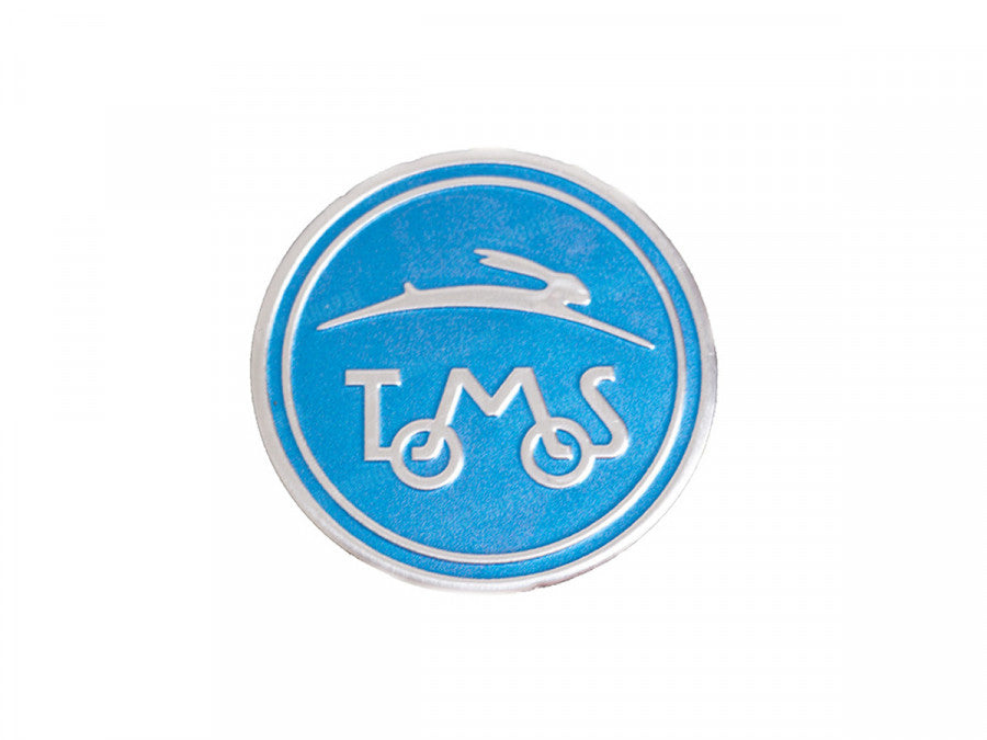 Sticker Tomos Logo Round Fi50mm RealMetal® BLUE METAL