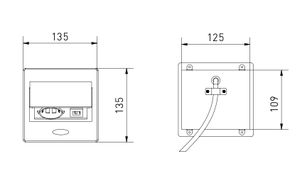 Built-in socket Avaro 1x Schuko and 2xUsb A Gray color