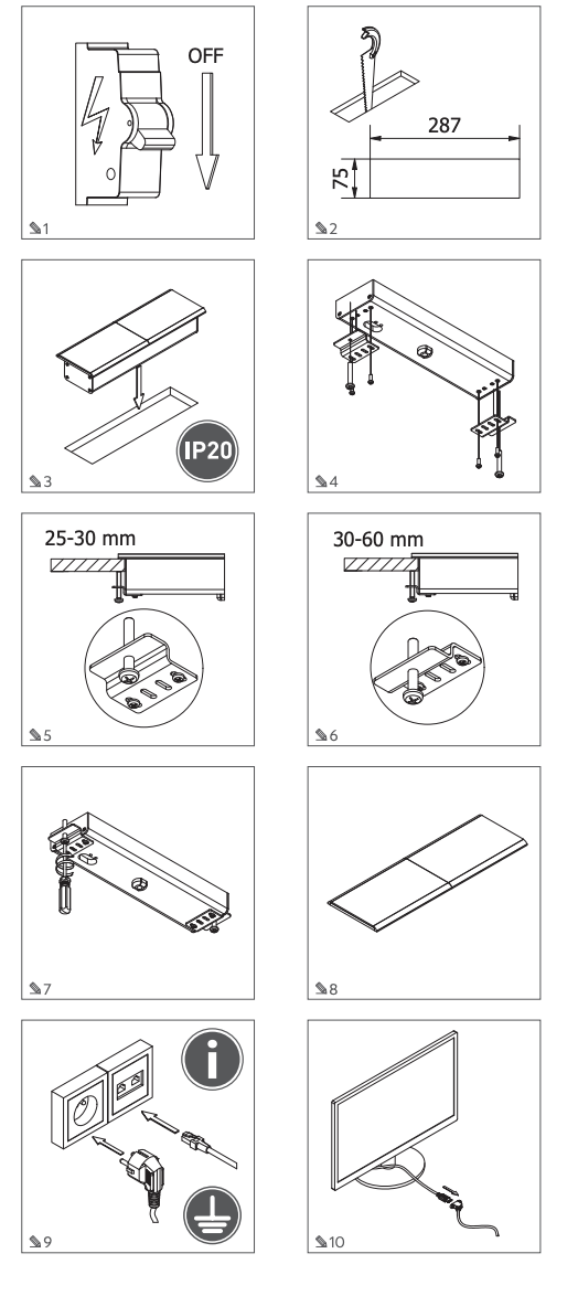 Built-in socket Gtv Prestino AE-PB2SPRES Black