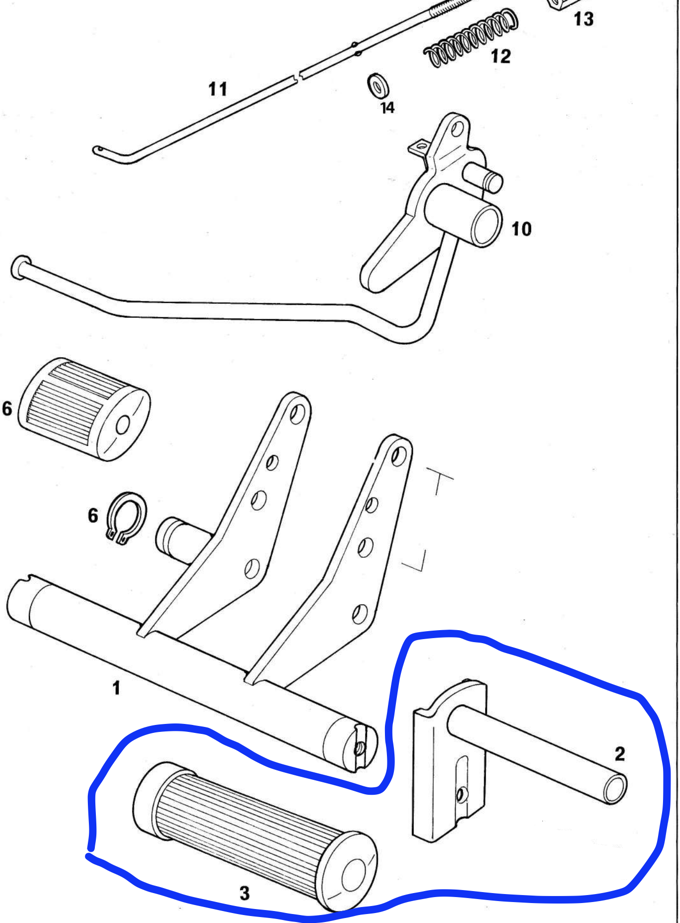 Footrest front with rubber 2pcs kpl, ALL MODELS