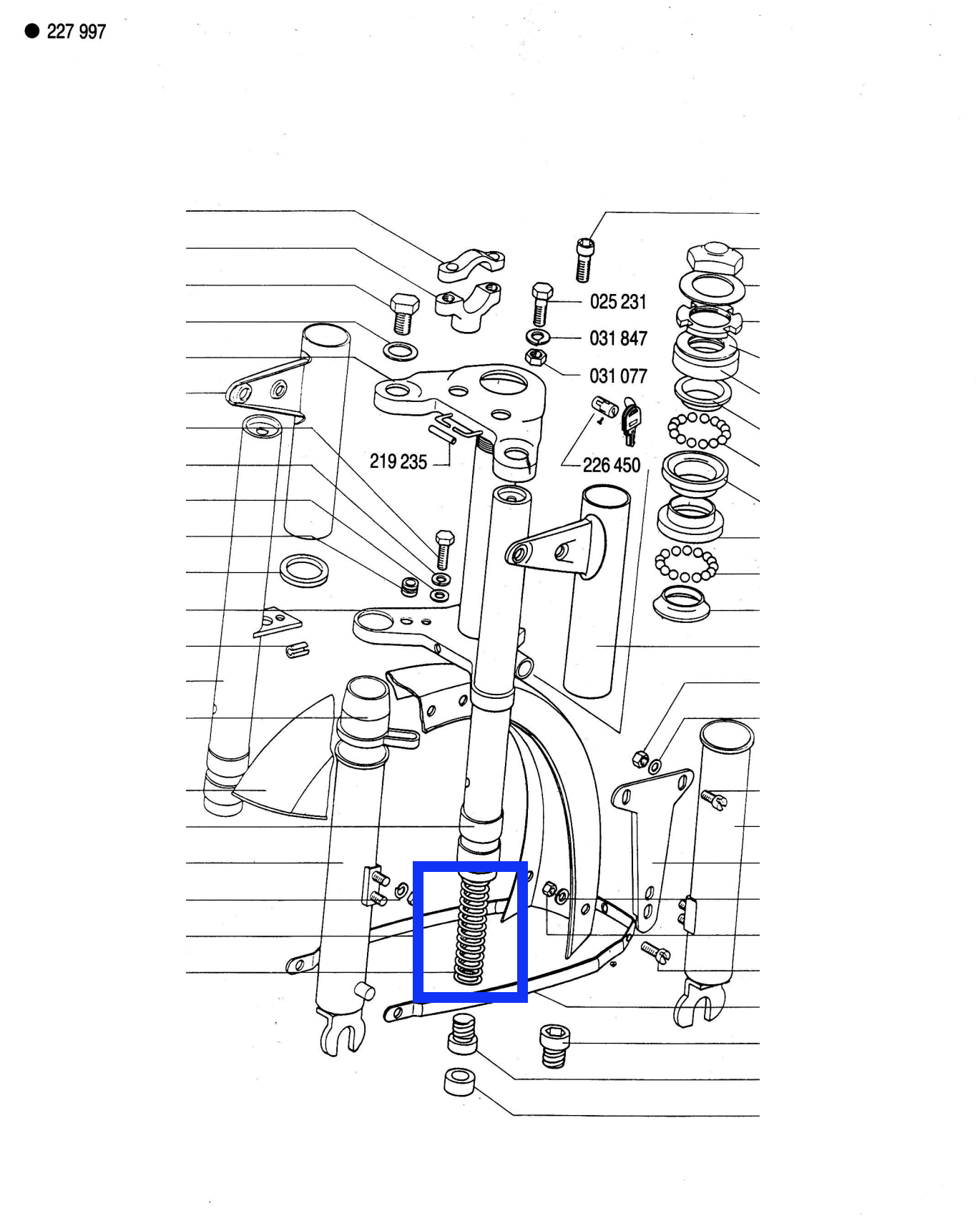 Front fork spring 23x210mm a35, lime