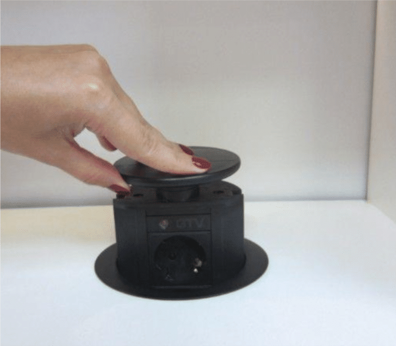 Built-in pull-out PTO socket | for the counter, table | Black | AE-BPW3GU