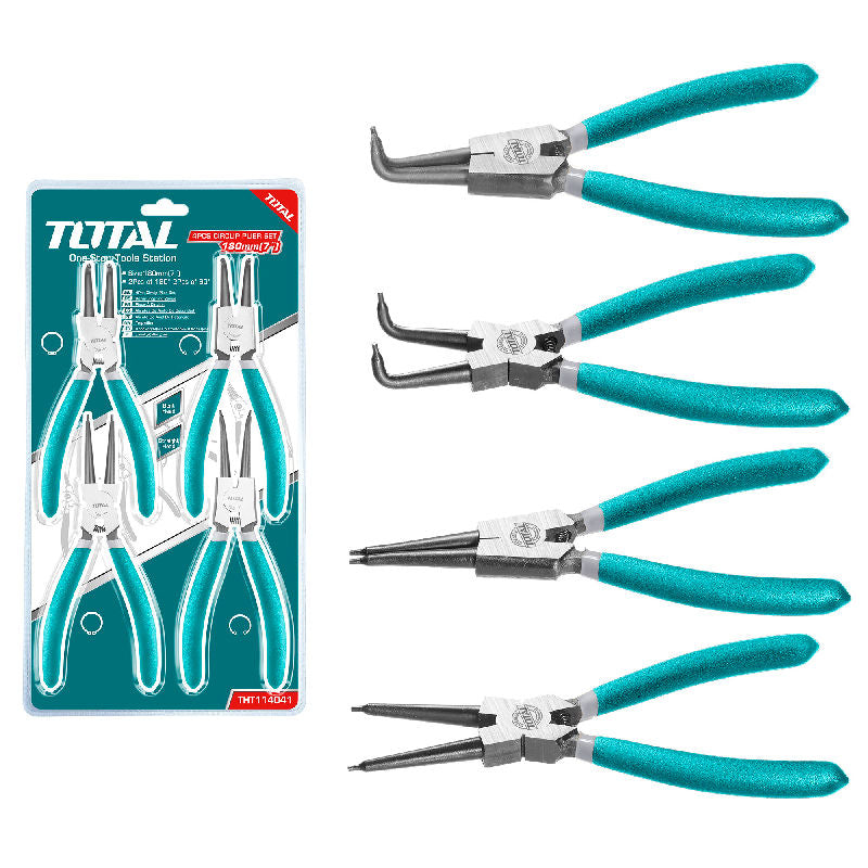 4-piece set of pointed curved pliers 180mm (THT114041) TOTAL