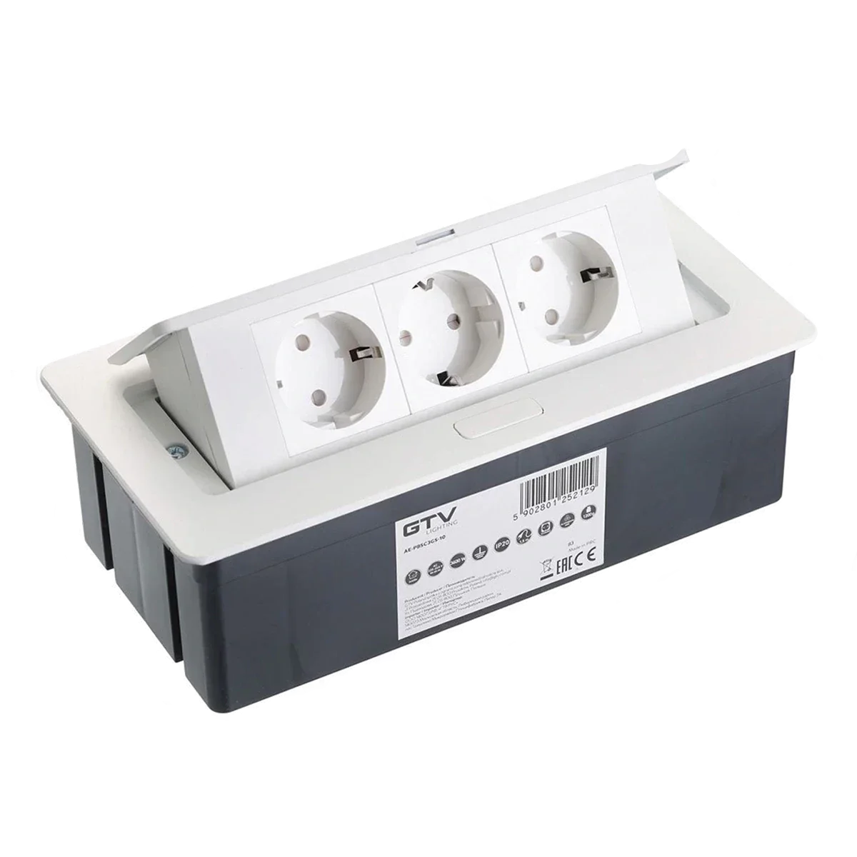 Built-in socket SOFT GTV | knob for counter, table | 3x socket AE-PBSC3GS-10 | White