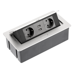 Built-in socket SOFT GTV | knob for counter, table | 2x socket | 2x usb SILVER AE-PBSUC2GS-53