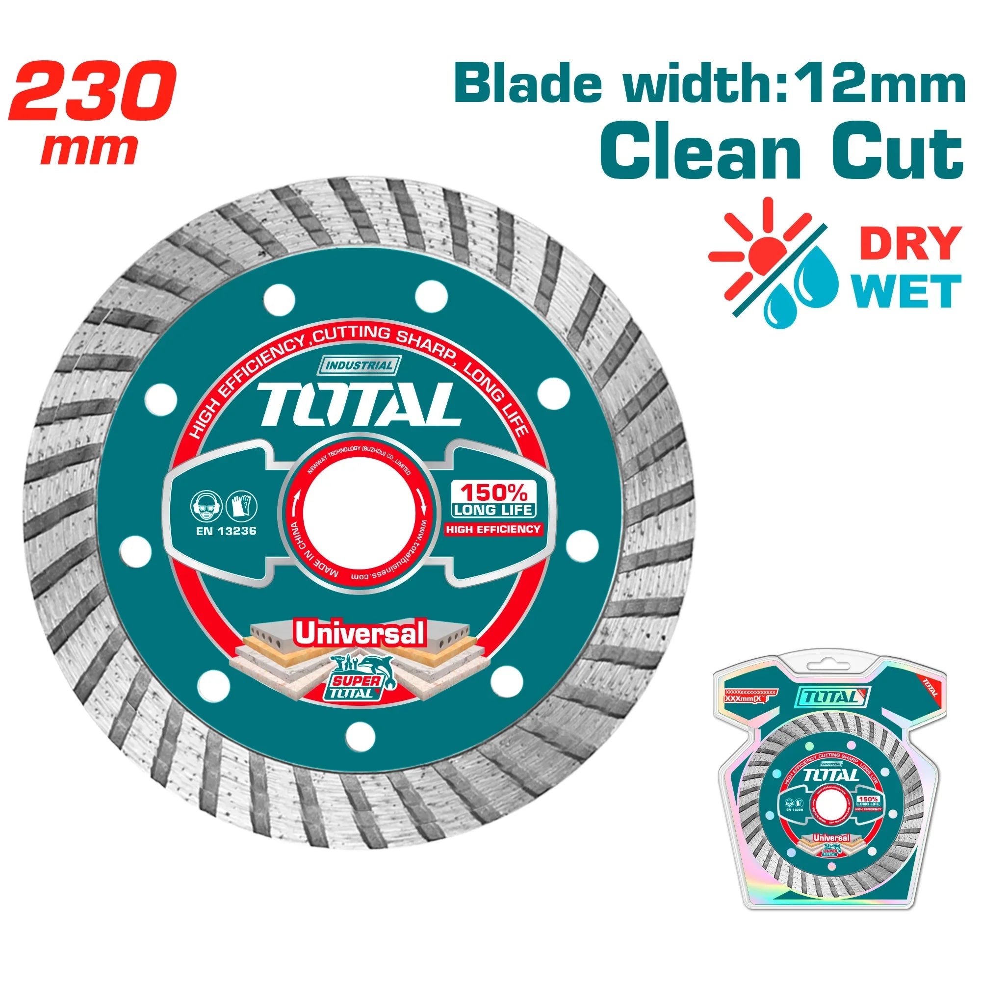 Turbo diamond disc 230×22.2mm, 12mm / INDUSTRIAL (TAC2132301) TOTAL