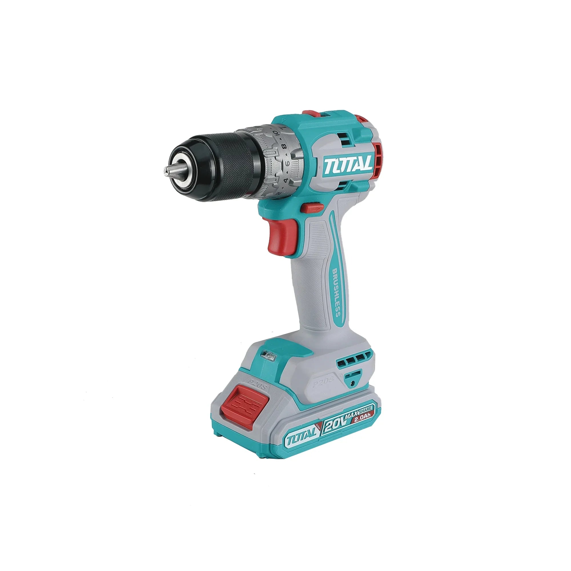 Compact brushless cordless drill 2000prm/60Nm/P20S/ INDUSTRIAL (SET Battery 2x2Ah, Charger, Case) (TDLI20602E) TOTAL