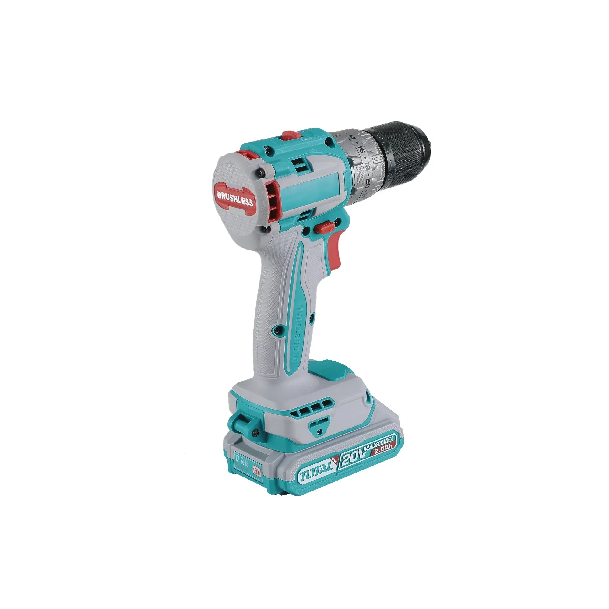 Compact brushless cordless drill 2000prm/60Nm/P20S/ INDUSTRIAL (SET Battery 2x2Ah, Charger, Case) (TDLI20602E) TOTAL