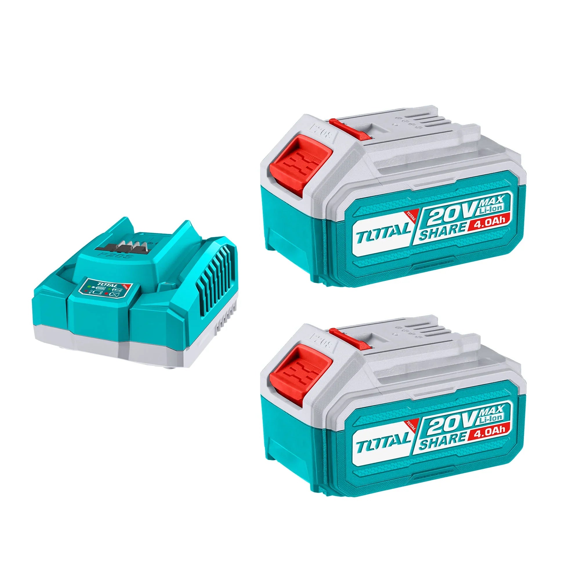 Set of 2 pieces. Lithium-ion battery 4.0 Ah and charger, 20V/P20S, INDUSTRIAL (TFBCPK1424E) TOTAL