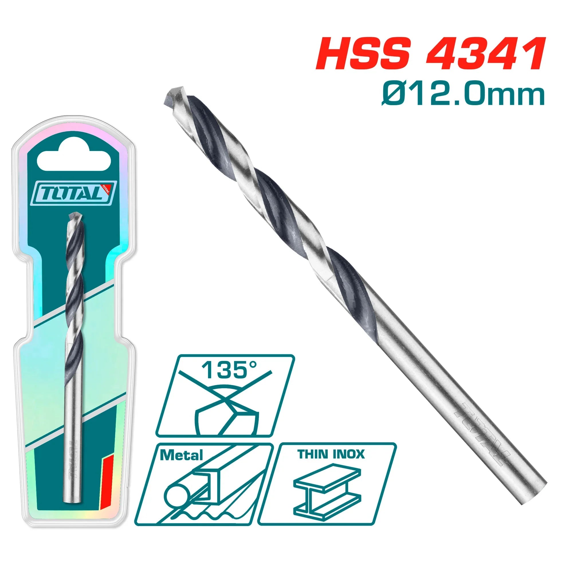 HSS 4341 drill bit 12 mm / INDUSTRIAL (TAC1201204) TOTAL