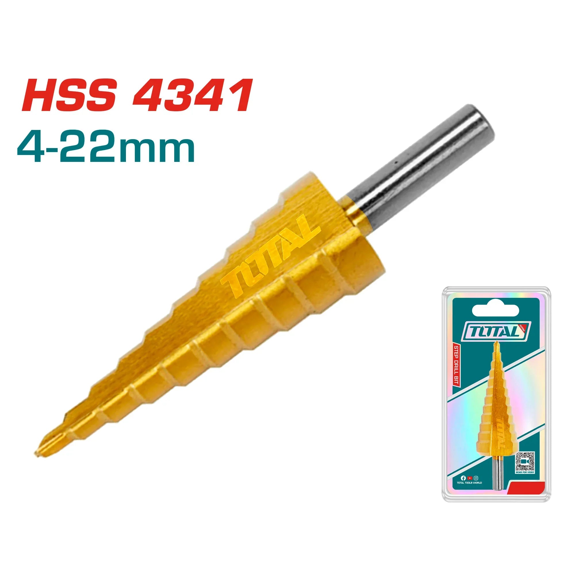 Step drill 4-22 mm HSS 4341 INDUSTRIAL (TAC7542201) TOTAL