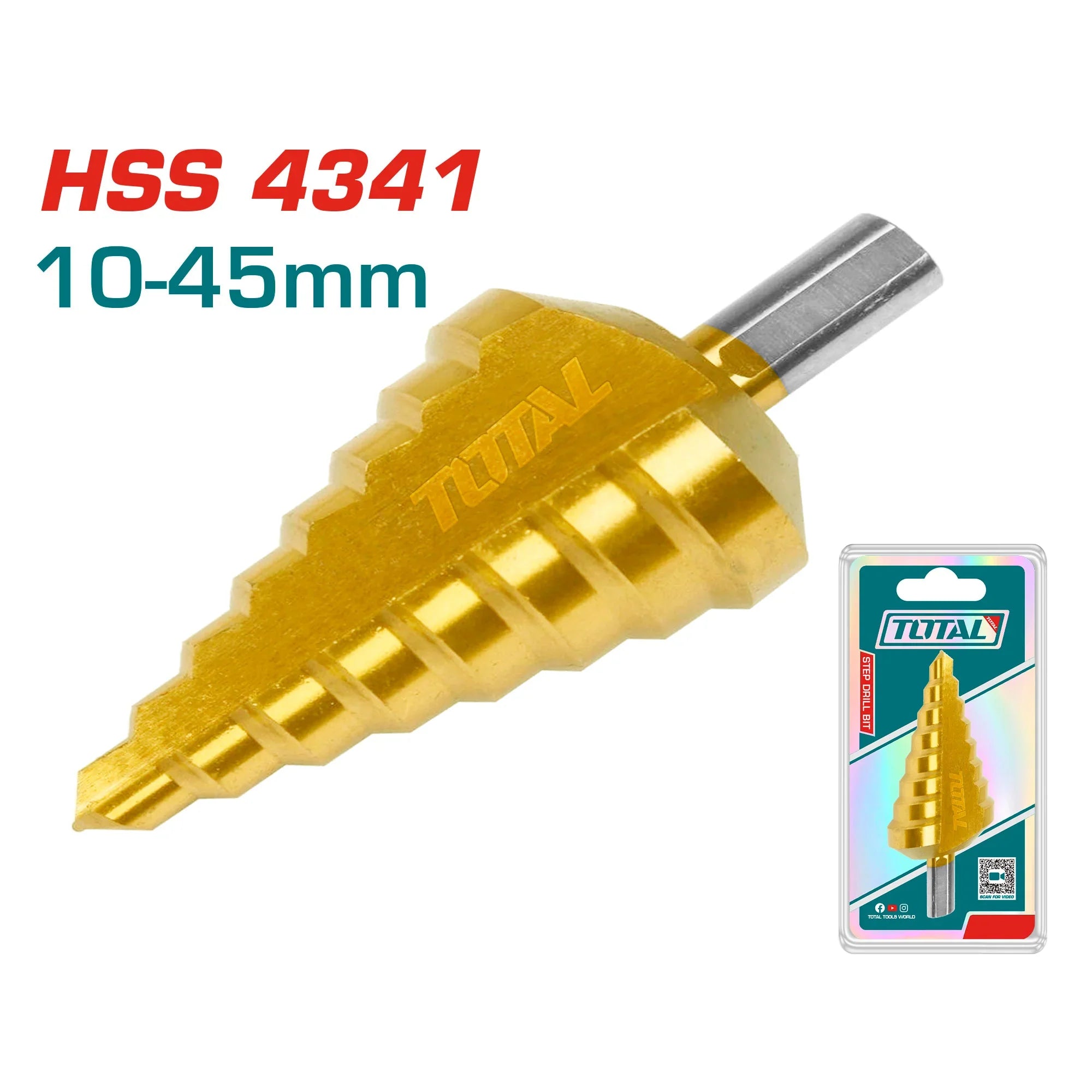 Step drill 10-45 mm HSS 4341 INDUSTRIAL (TAC75104501) TOTAL