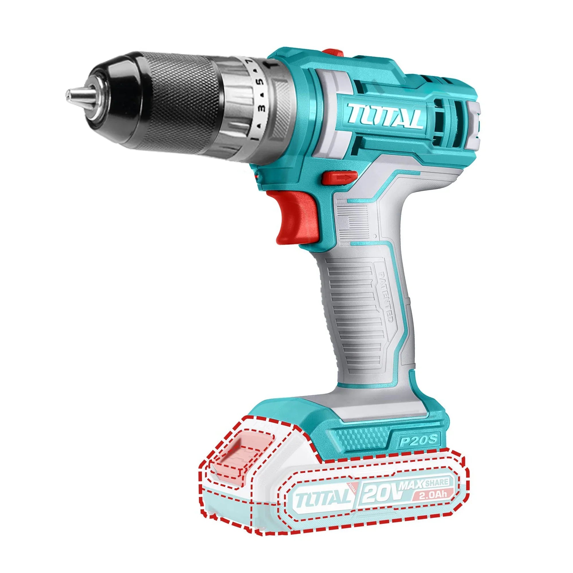 Cordless impact drill 20V/1500rpm/22500bpm/45Nm/P20S/ INDUSTRIAL (Without battery) (TIDLI201455) TOTAL