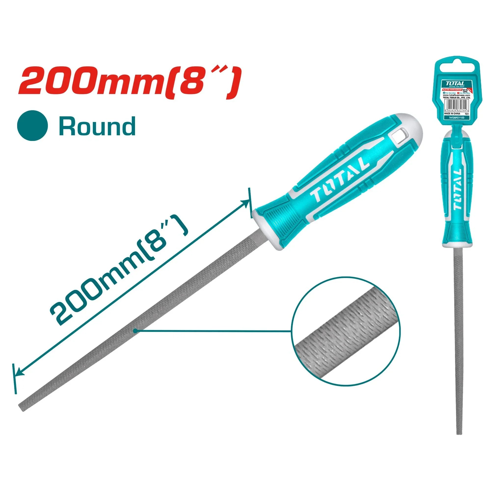 Round steel file 200mm / INDUSTRIAL (THT91386) TOTAL