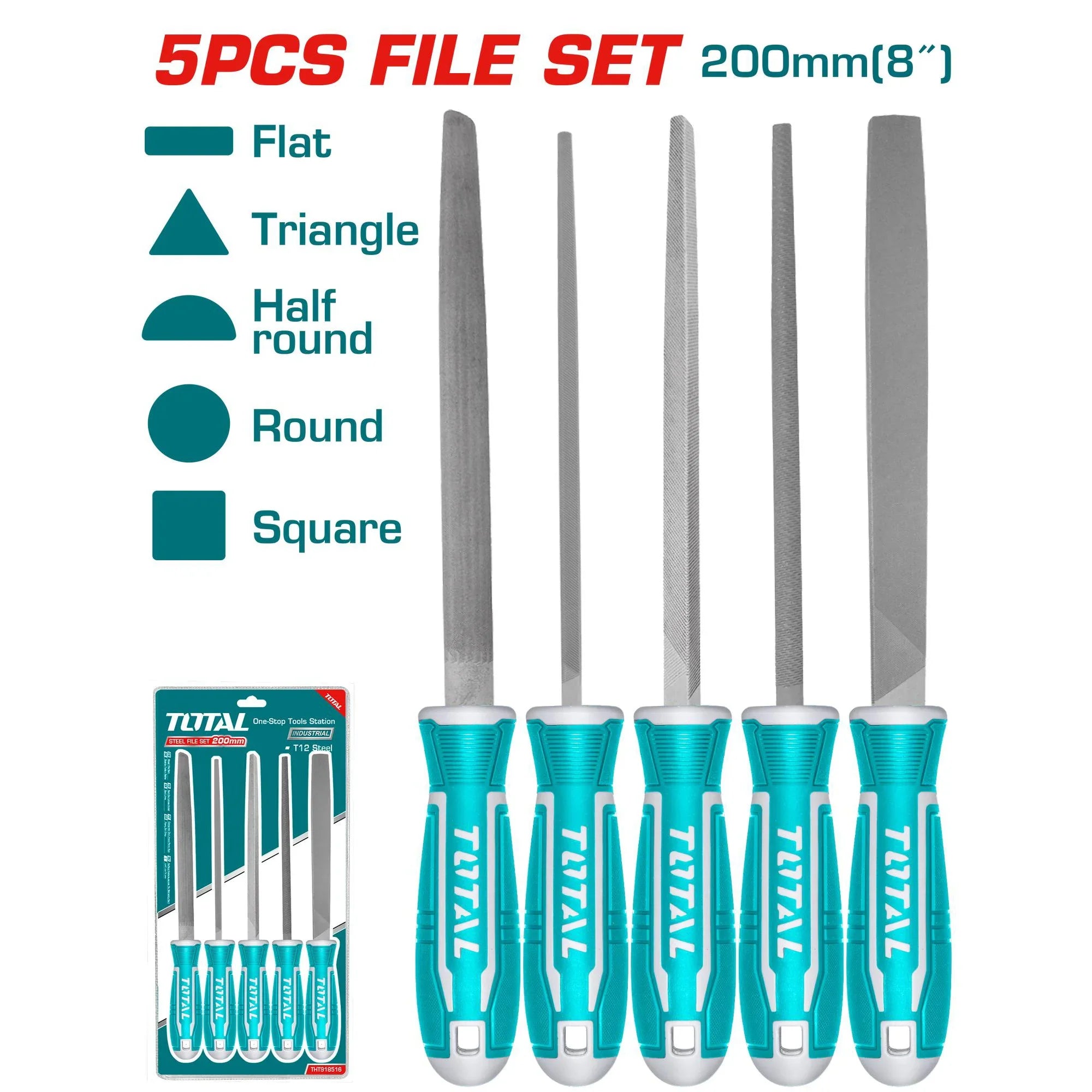 5-piece set of steel files / INDUSTRIAL (THT918516) TOTAL