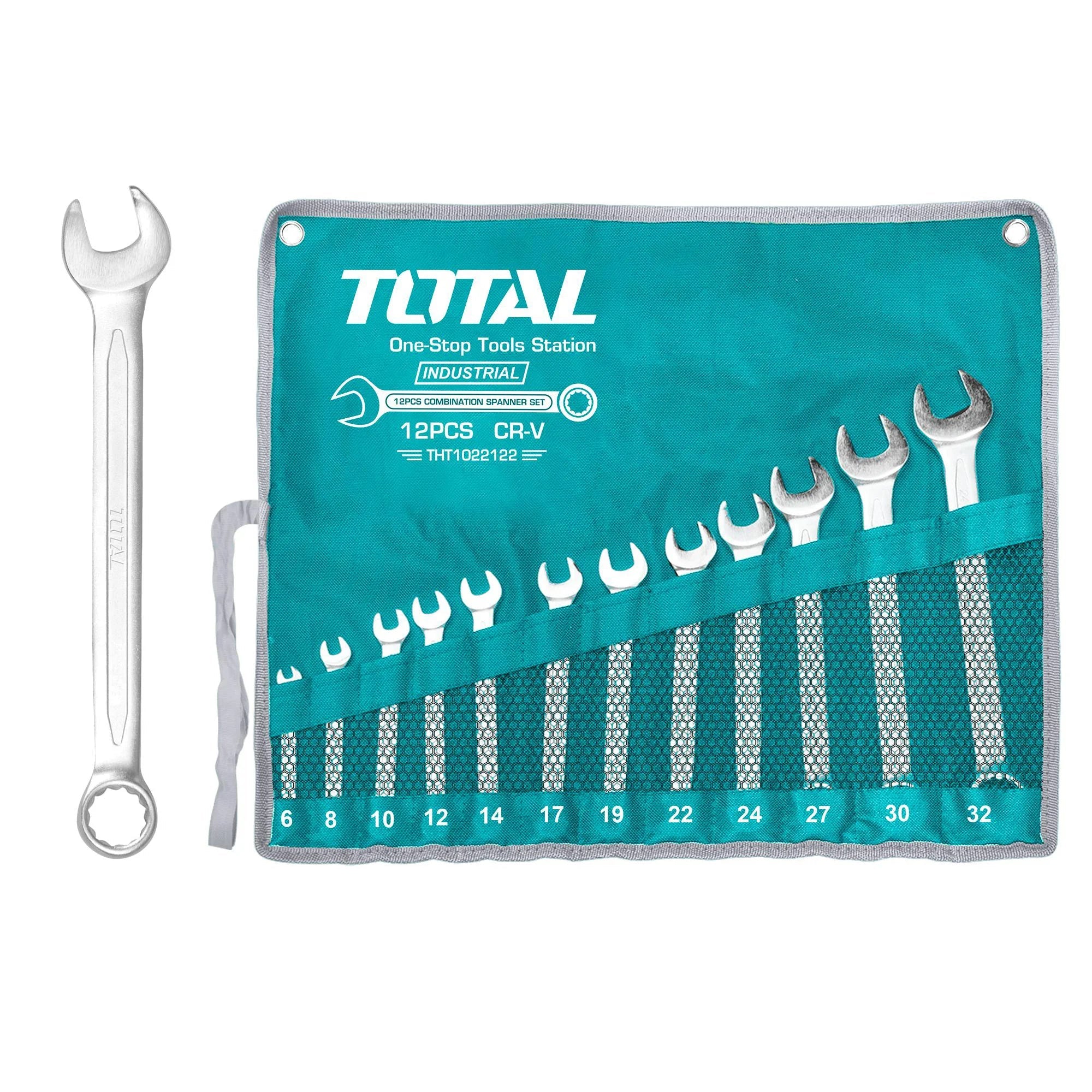 12-piece combination wrench set 22122, 6/8/10/12/14/17/19/22/24/27/30/32 INDUSTRIAL (THT1022122) TOTAL