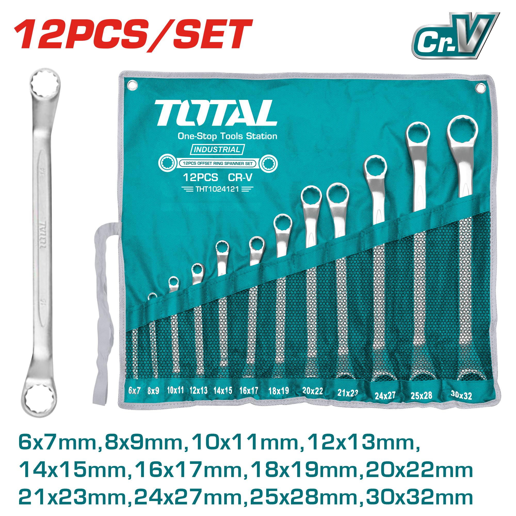 12-piece ring spanner set 24121, 6×7/8×9/10×11/12×13/14×15/16×17/18×19/20×22/21×23/24×27/25× 28/30×32 / INDUSTRIAL (THT1024121) TOTAL