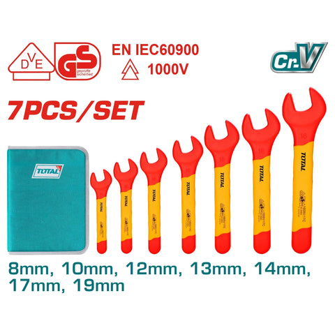 7-piece set of insulated open-end wrenches 0701, 8/10/12/13/14/17/19 INDUSTRIAL (THKISPA0701) TOTAL