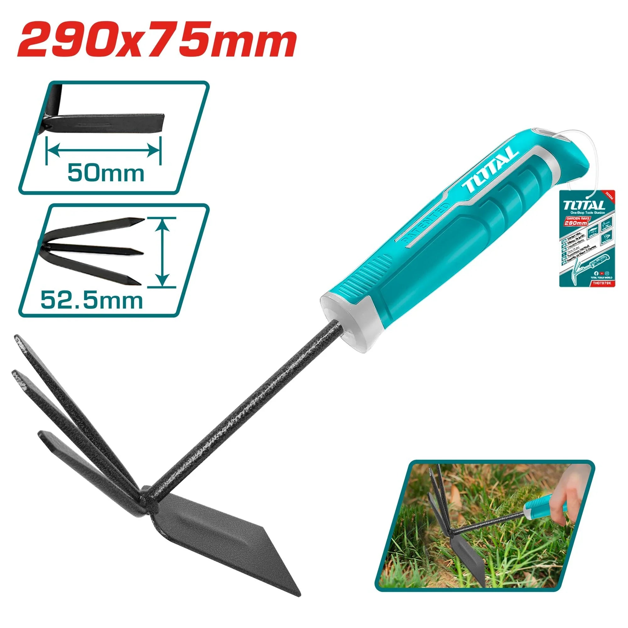 Garden rake 290x75mm (THGT979K) TOTAL