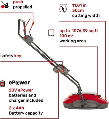 CASTELGARDEN TYPHOON 30Li KIT 30cm BAT. MOWER FLOATING