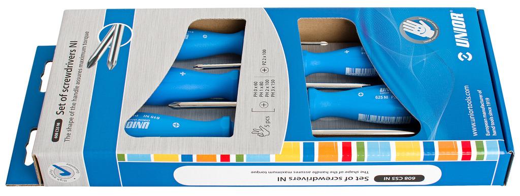 Unior Phillips screwdrivers Art.608CS5NI 4x PH/1x PZ (617041)