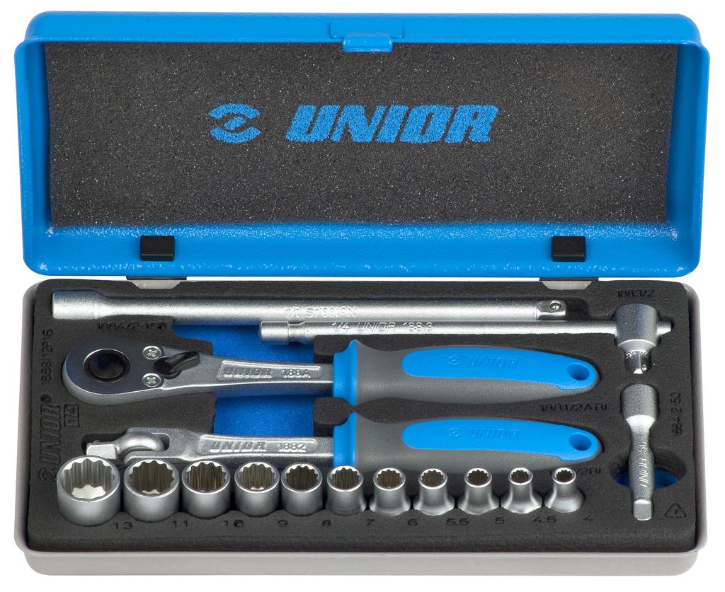 Unior socket wrenches 1/4" in metal cassette Art.188BI12P16 4-13 mm (617118)