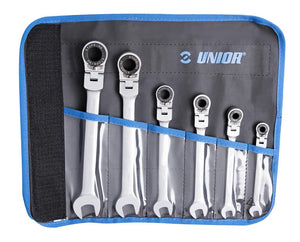 Unior ring wrenches with ratchet. in the bag. Art.161/2CT, articulated 8-19 (627002)