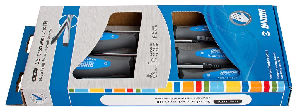 Unior screwdrivers flat cross TBI Art.609CS5TBI 3x PL/2x PZ (611987)