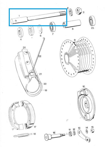 Wheel axle front 12x178mm for Tomos Apn