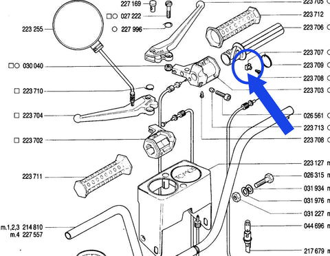 Throttle lever slide or bolt for Tomos engines (223707)