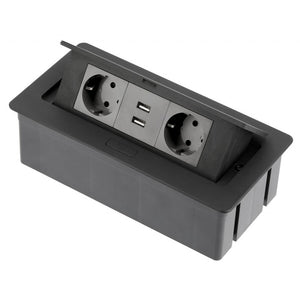 Built-in socket SOFT GTV | knob for counter, table | 2x socket | 2x usb BLACK AE-PBSUC2GS-20N