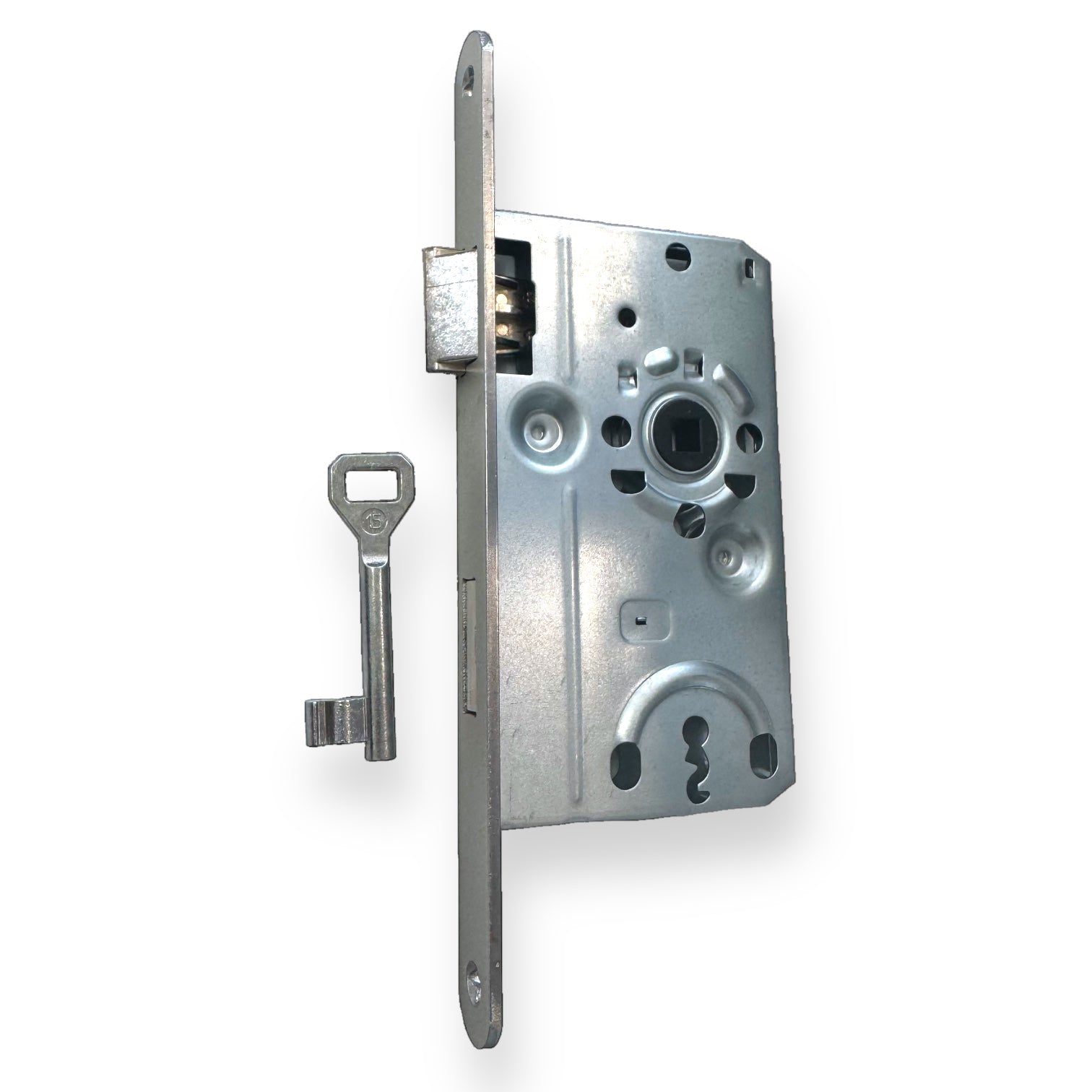 Door lock with a regular key, spacing 72mm Left